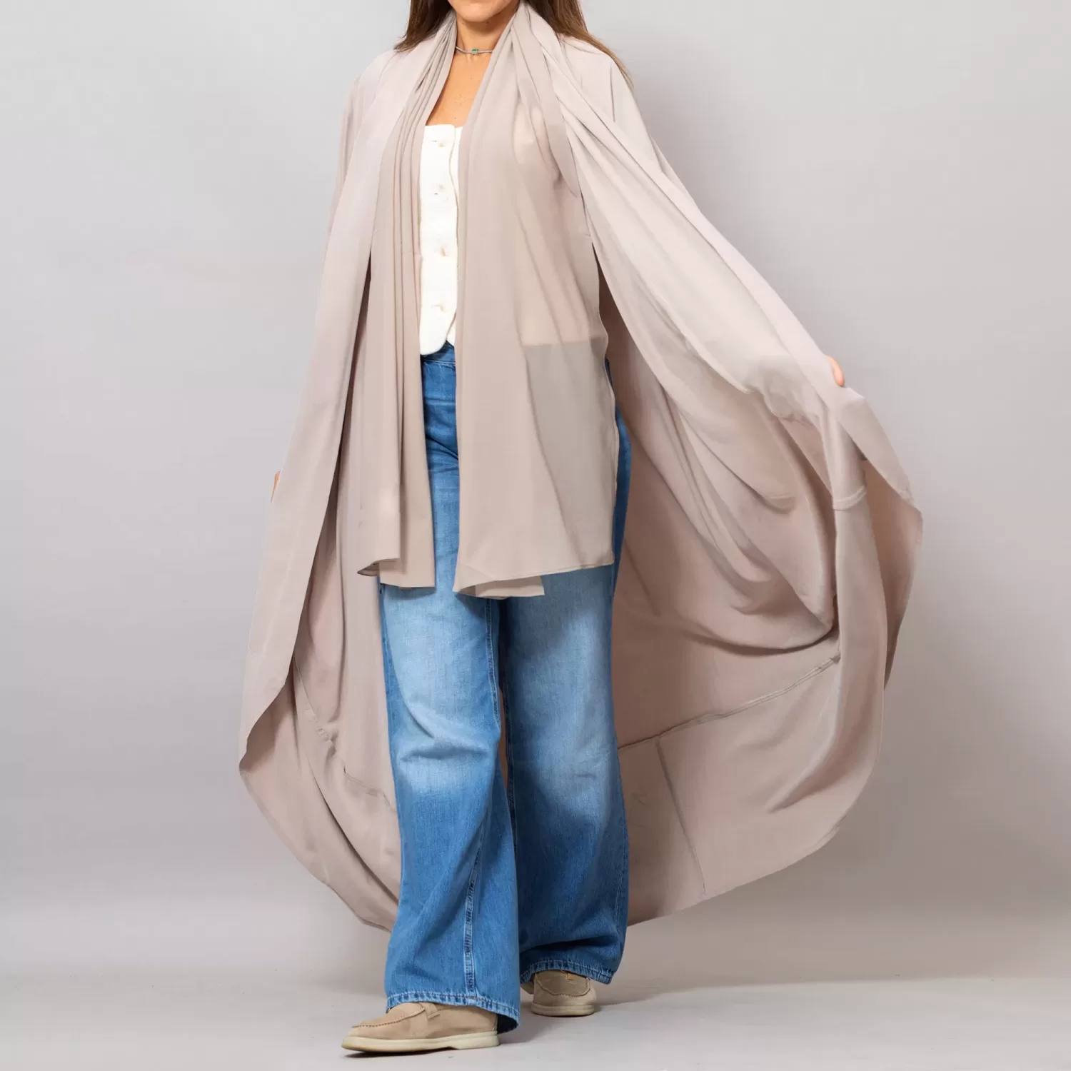 Almond Sandra Oversized Washed Linen Abaya Kaftan