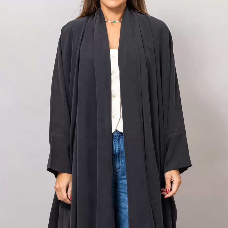 Black Sandra Oversized Washed Linen Abaya Kaftan