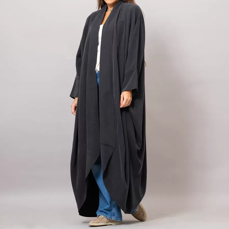 Black Sandra Oversized Washed Linen Abaya Kaftan