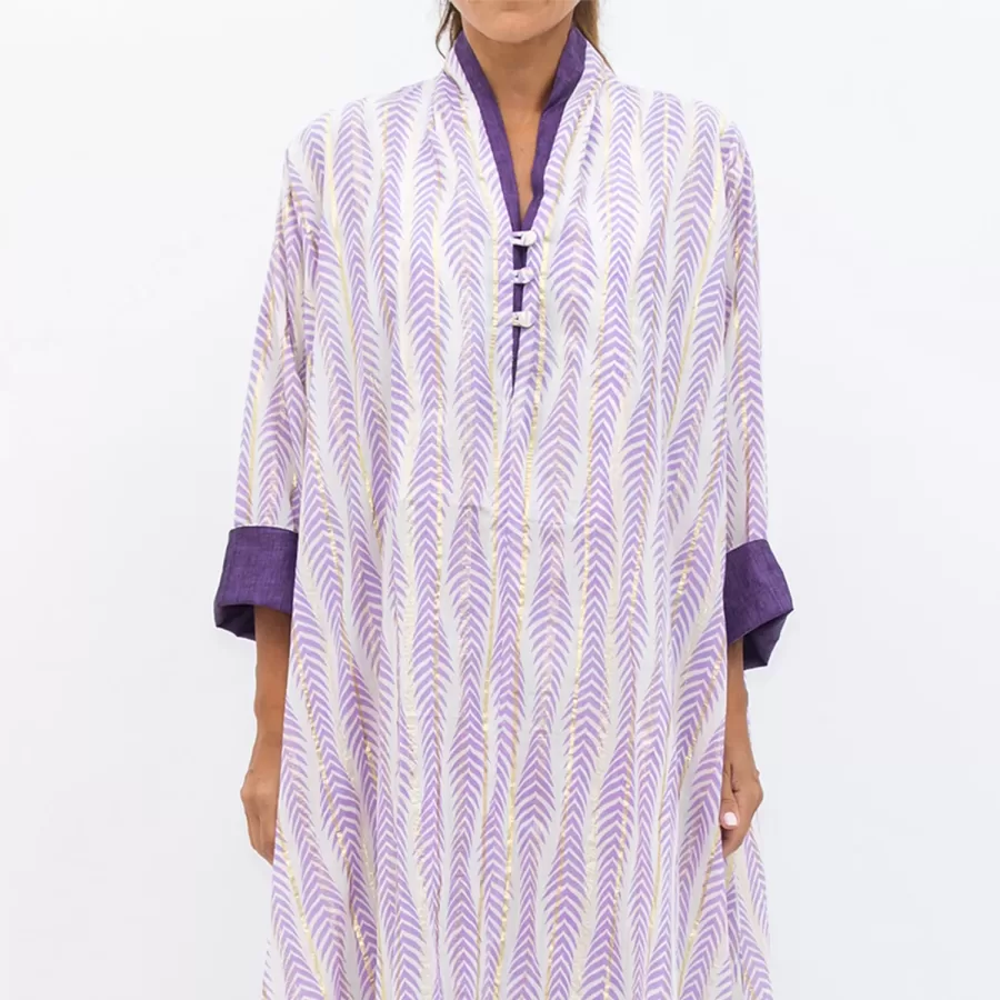 Mauve Anika Ramadan Printed Cotton Asymmetrical Dress