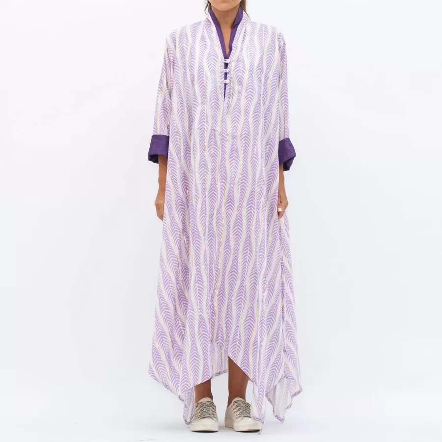 Mauve Anika Ramadan Printed Cotton Asymmetrical Dress