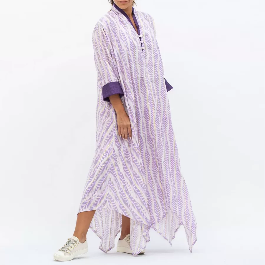 Mauve Anika Ramadan Printed Cotton Asymmetrical Dress