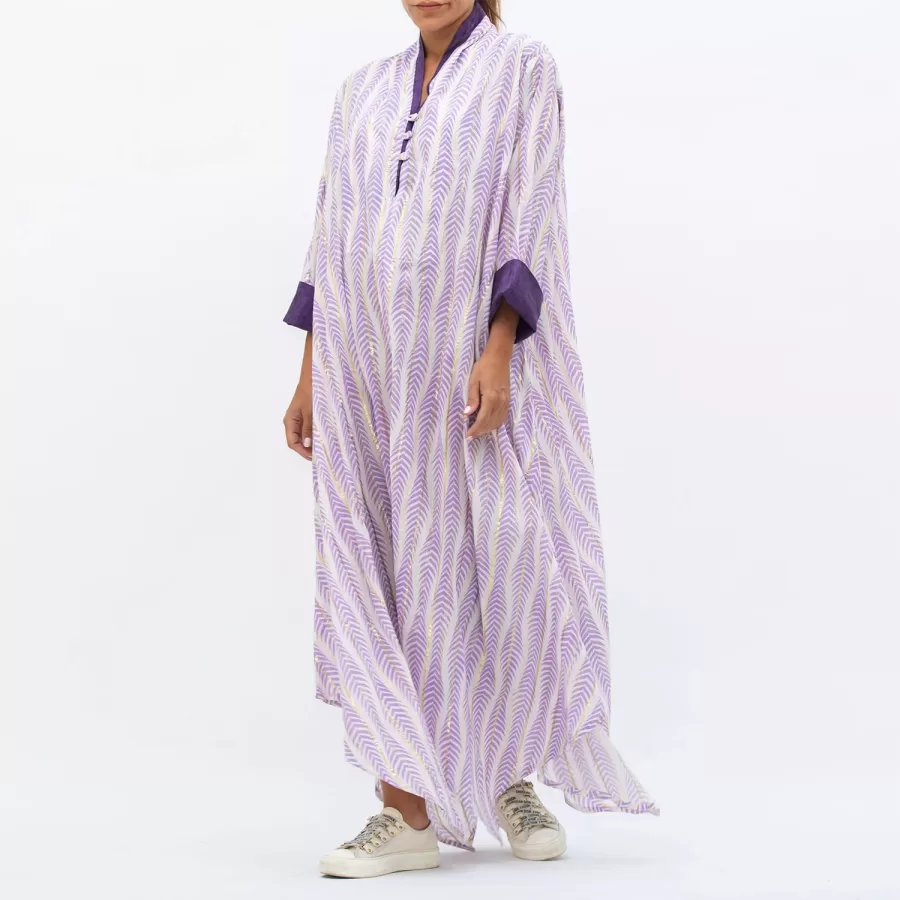 Mauve Anika Ramadan Printed Cotton Asymmetrical Dress