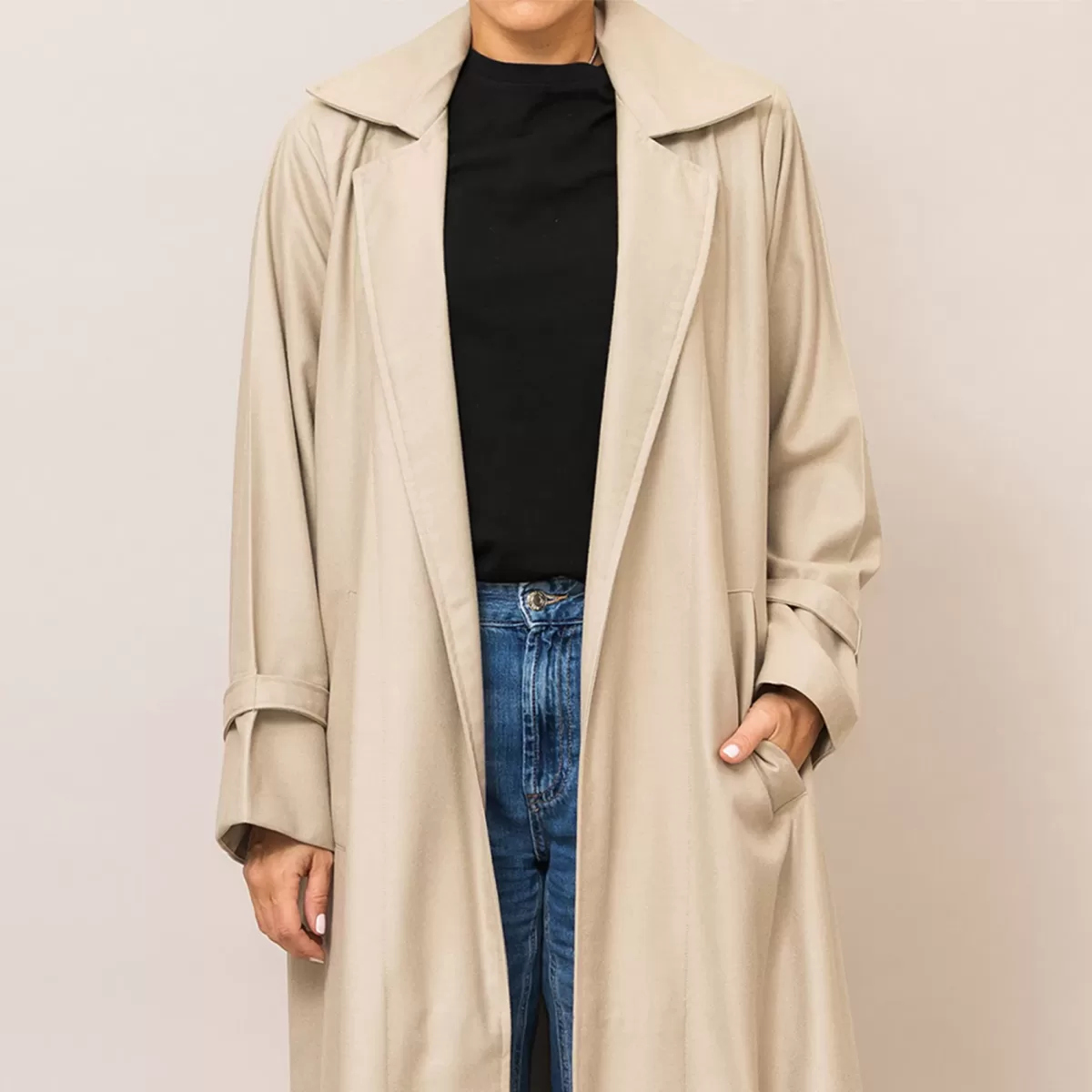 Electra Almond Wool Blend Oversized Blazer Jacket