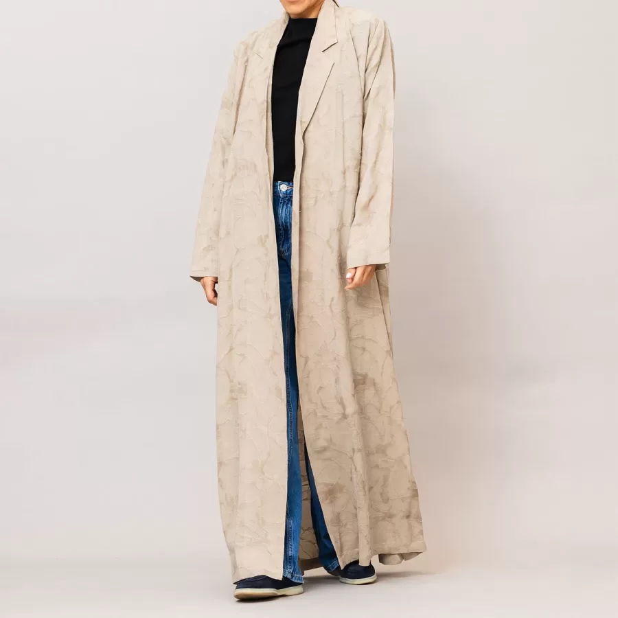 Almond Reema - Textured Linen Blazer Abaya