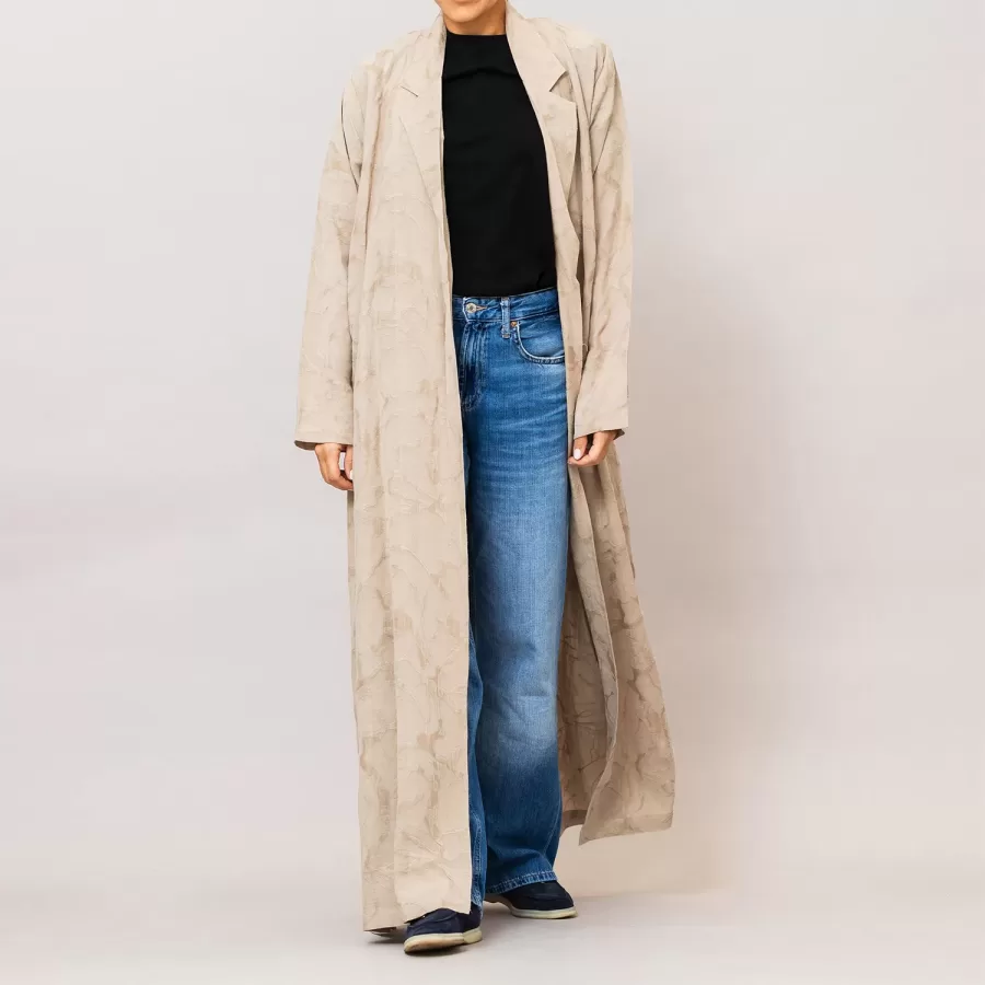 Almond Reema - Textured Linen Blazer Abaya