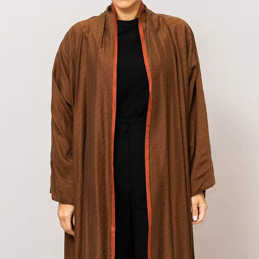 Golden Brown/Chestnut Brown Azalea Double Layered Cotton Silk Abaya