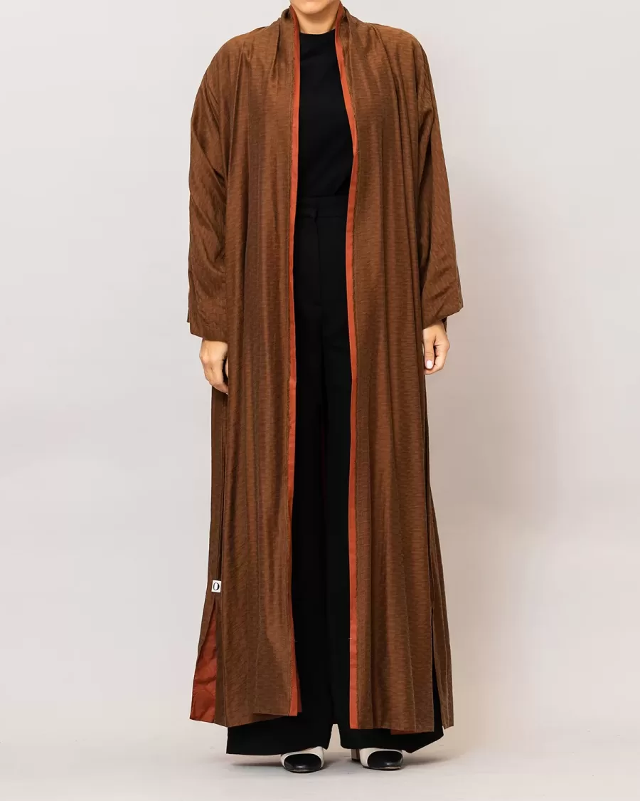 Golden Brown/Chestnut Brown Azalea Double Layered Cotton Silk Abaya