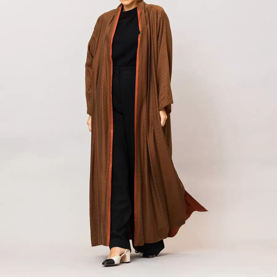 Golden Brown/Chestnut Brown Azalea Double Layered Cotton Silk Abaya