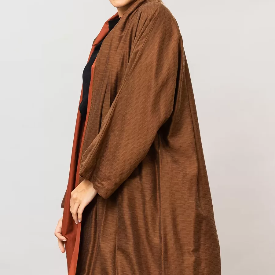 Golden Brown/Chestnut Brown Azalea Double Layered Cotton Silk Abaya