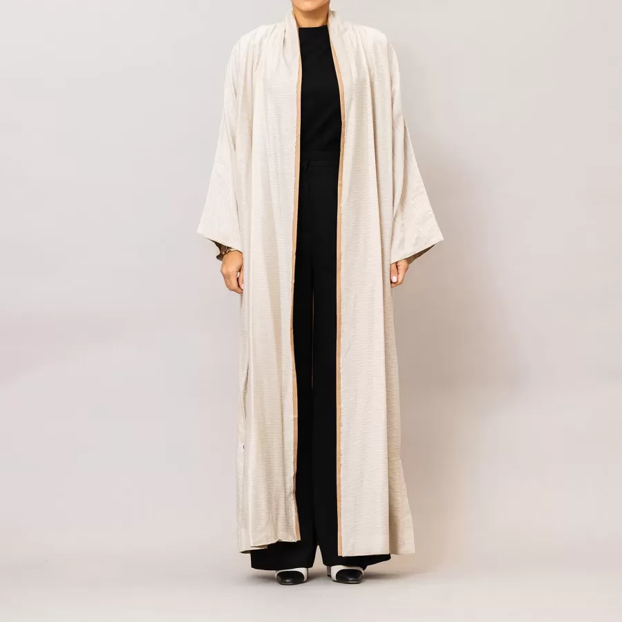 Ivory/Bisque Azalea Double Layered Cotton Silk Abaya