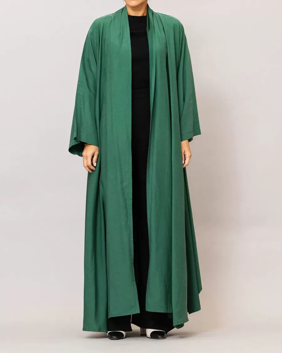 Sea Green Sylvia Lux Flared Linen Silk Abaya