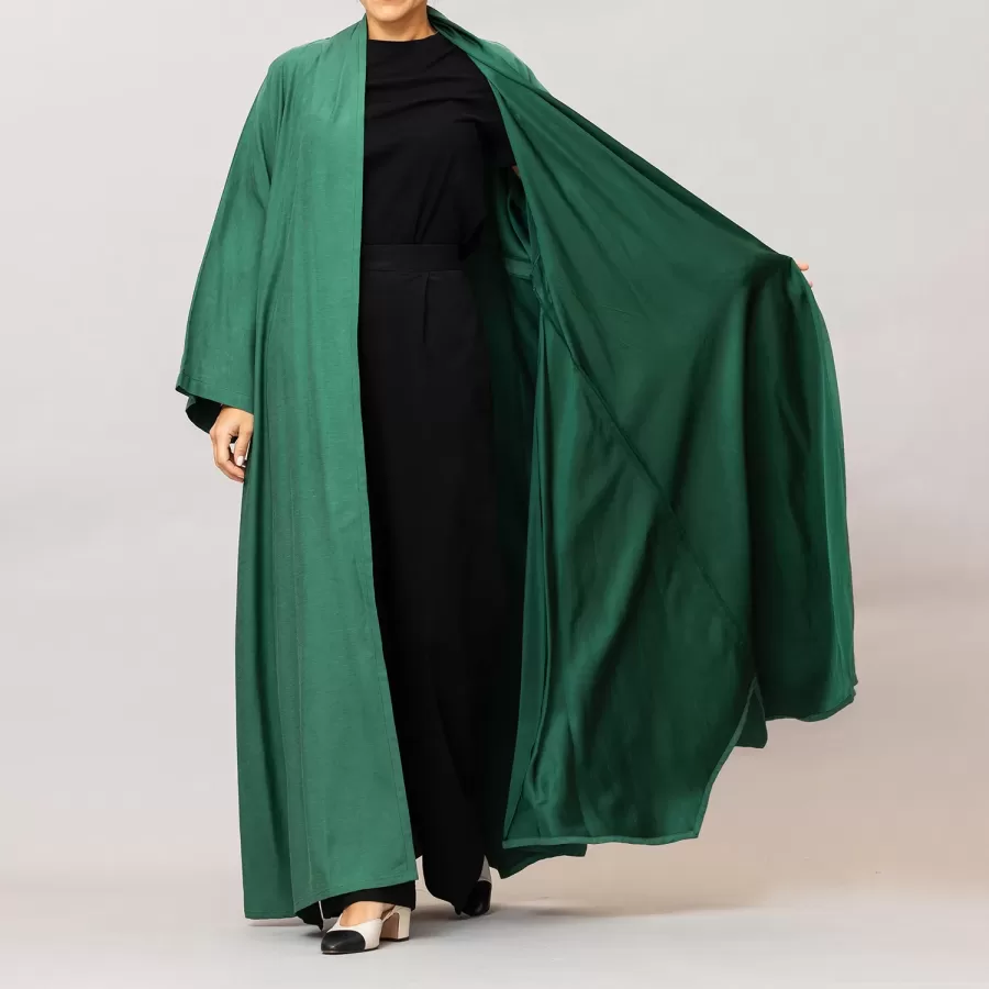 Sea Green Sylvia Lux Flared Linen Silk Abaya