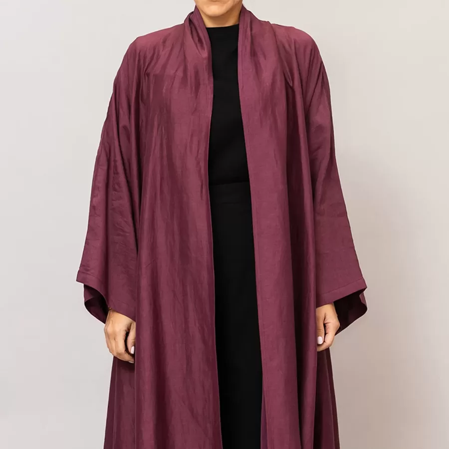 Plum Sylvia Lux Flared Linen Silk Abaya