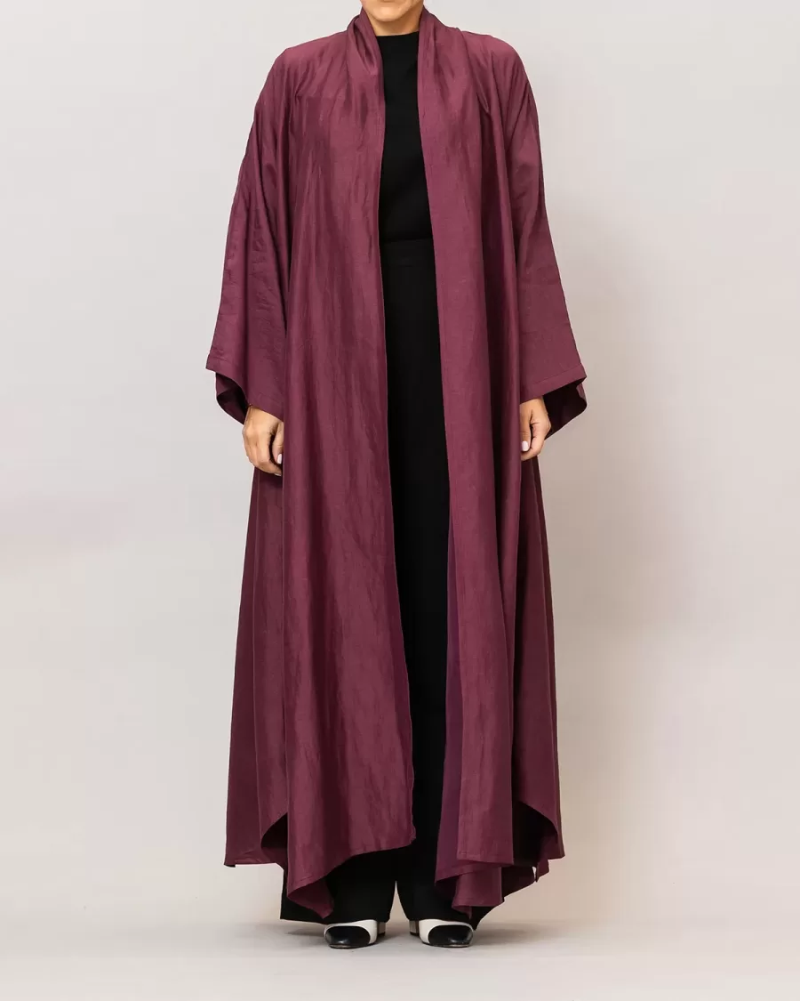 Plum Sylvia Lux Flared Linen Silk Abaya