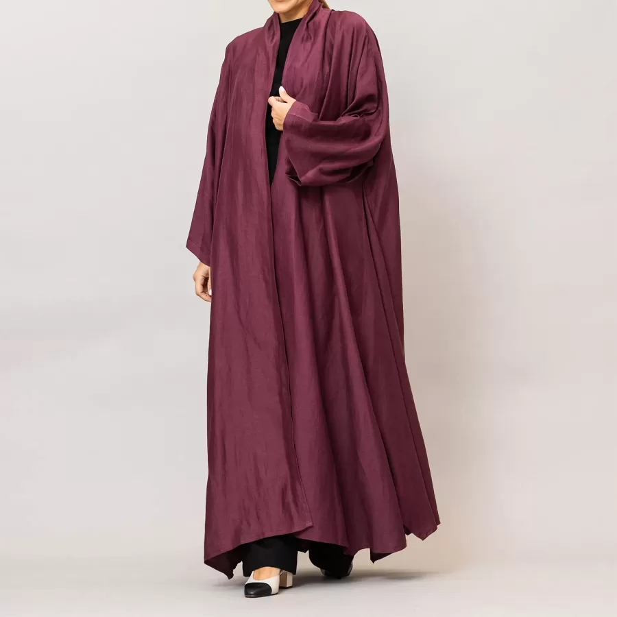 Plum Sylvia Lux Flared Linen Silk Abaya