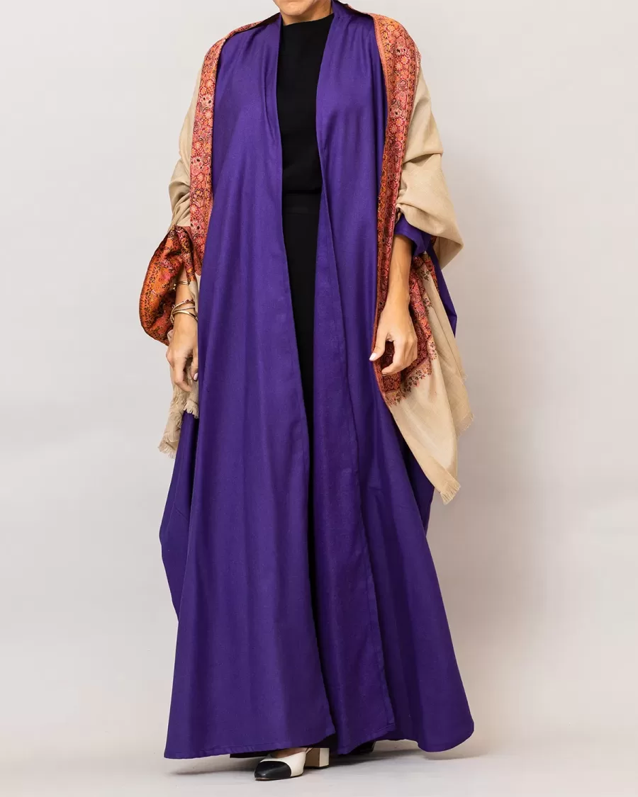 Rebecca Purple Maraya Wool-blend Abaya with Pashmina