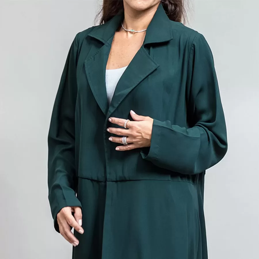 Cadmium Green Peplum Blazer - Round Hem Crepe Abaya