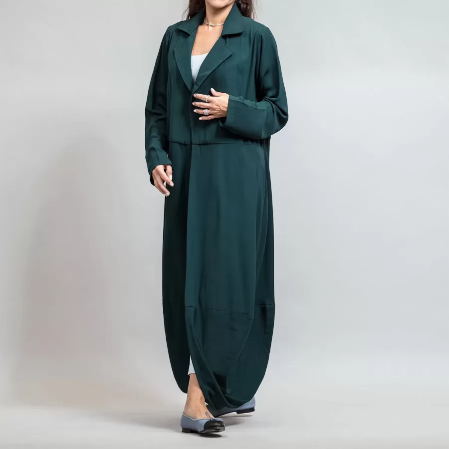 Cadmium Green Peplum Blazer - Round Hem Crepe Abaya