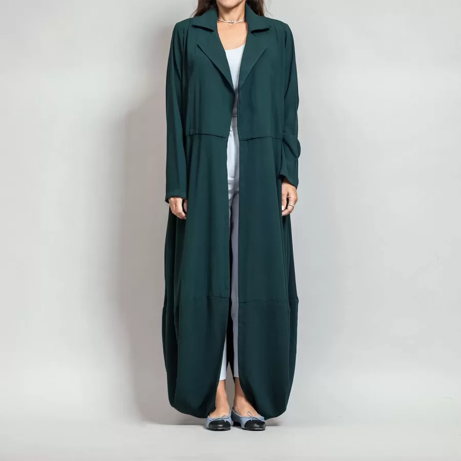 Cadmium Green Peplum Blazer - Round Hem Crepe Abaya