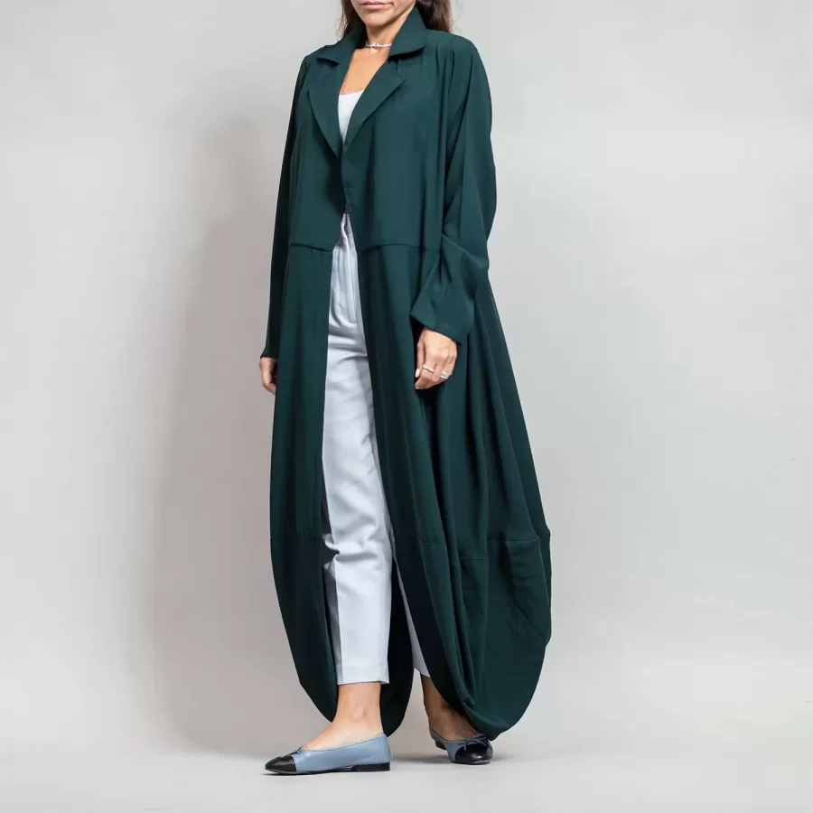 Cadmium Green Peplum Blazer - Round Hem Crepe Abaya