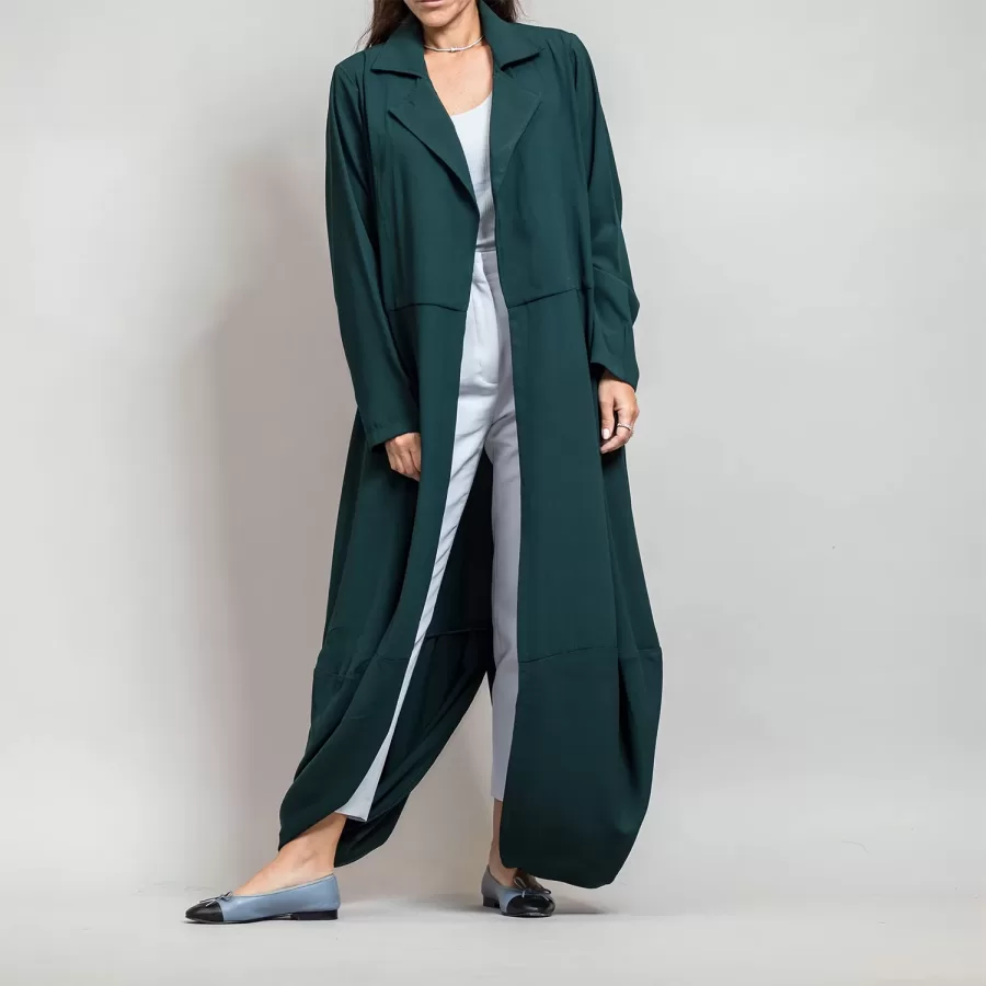 Cadmium Green Peplum Blazer - Round Hem Crepe Abaya