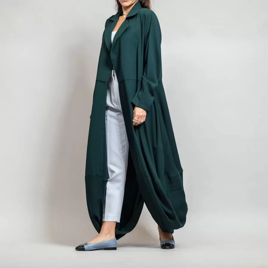 Cadmium Green Peplum Blazer - Round Hem Crepe Abaya