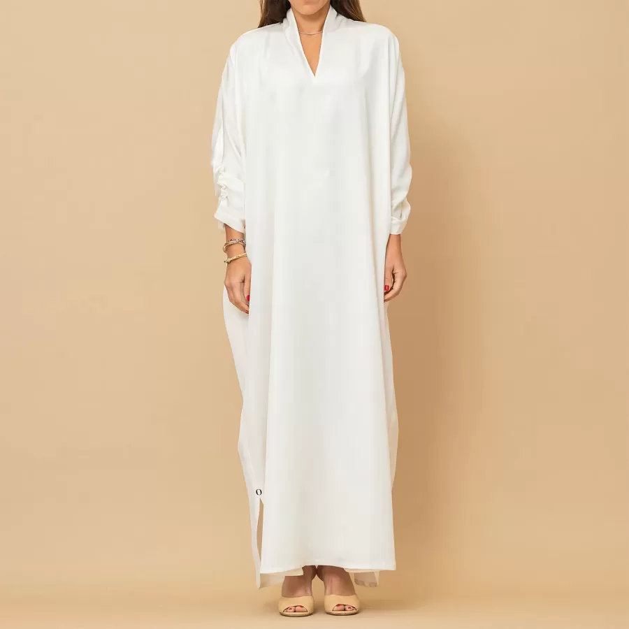 Yasmine - High Collar Jalabiya with Ruched Sleeves - Image 2