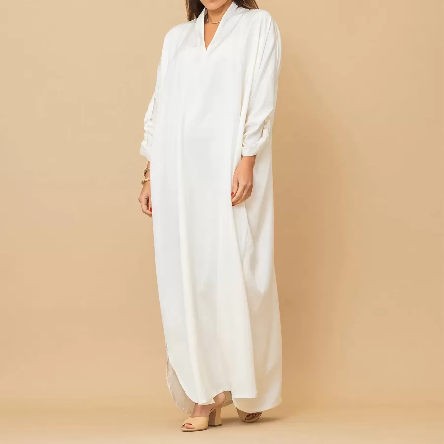 Yasmine - High Collar Jalabiya with Ruched Sleeves - Image 5
