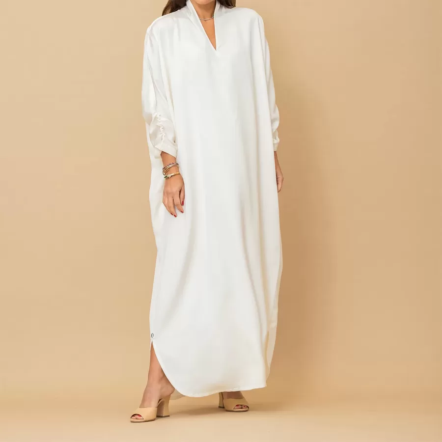 Yasmine - High Collar Jalabiya with Ruched Sleeves - Image 4