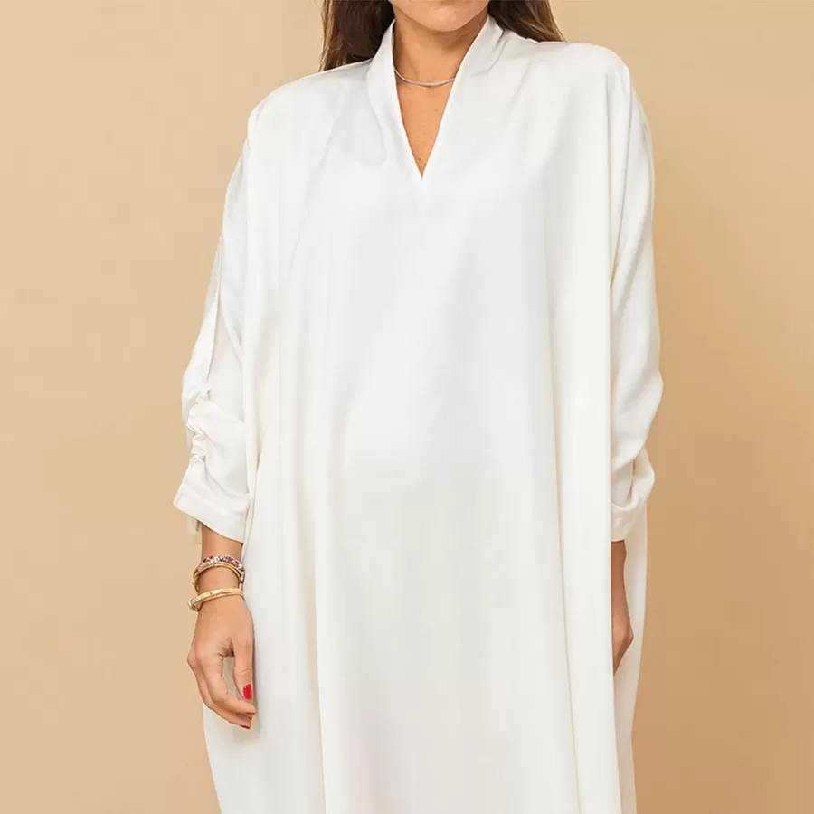 Yasmine - High Collar Jalabiya with Ruched Sleeves - Image 3