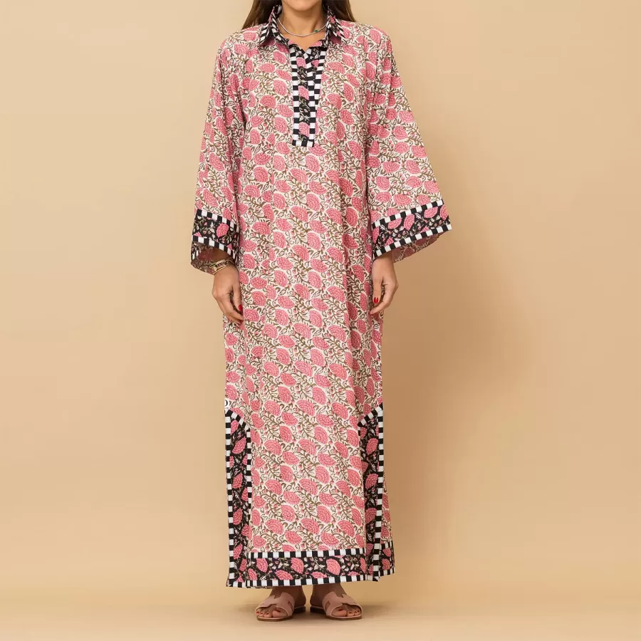 Alya - Floral Cotton Relaxed-Fit Jalabiya - Image 2