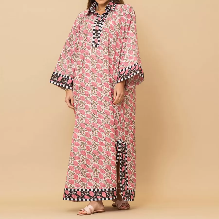 Alya - Floral Cotton Relaxed-Fit Jalabiya - Image 5