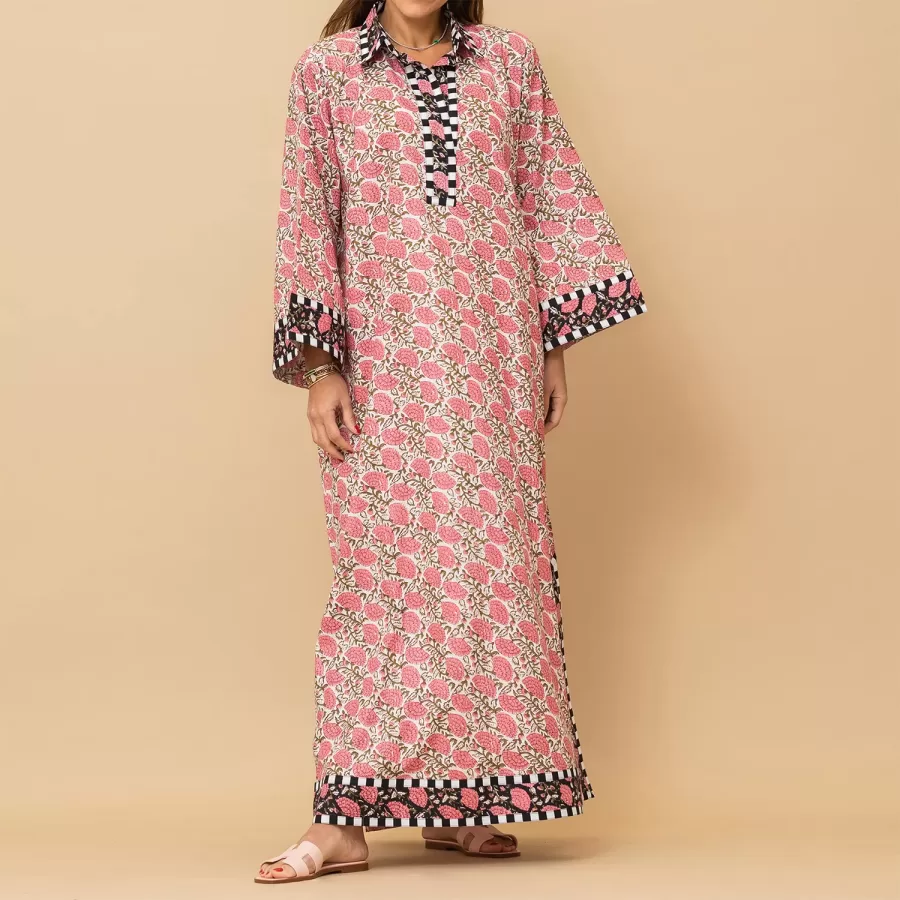 Alya - Floral Cotton Relaxed-Fit Jalabiya - Image 4