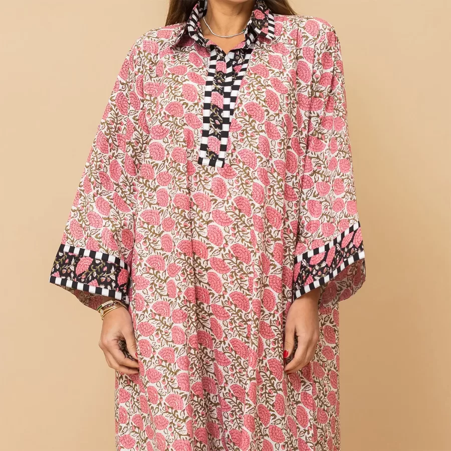 Alya - Floral Cotton Relaxed-Fit Jalabiya - Image 3