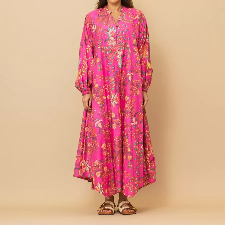 Sylvia Cotton - Floral Printed Asymmetrical Dress - Image 2