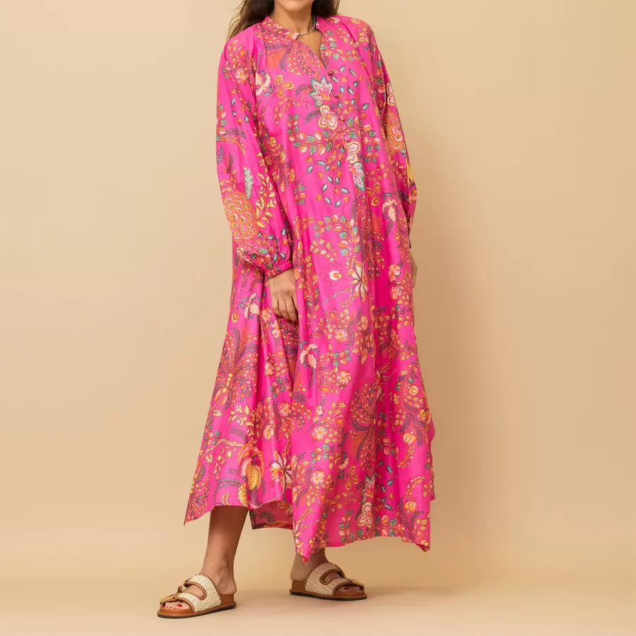 Sylvia Cotton - Floral Printed Asymmetrical Dress - Image 4
