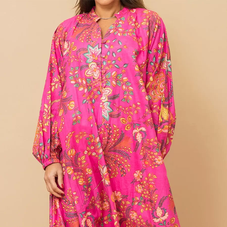 Sylvia Cotton - Floral Printed Asymmetrical Dress - Image 3