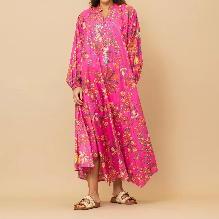 Sylvia Cotton - Floral Printed Asymmetrical Dress - Image 5