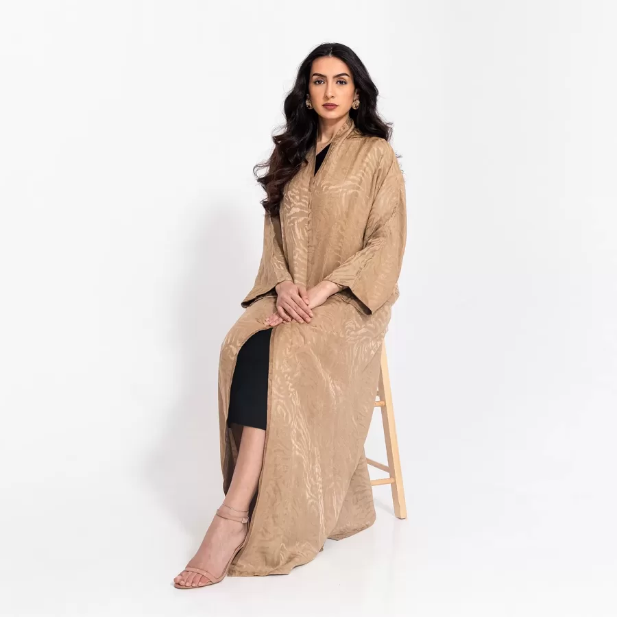 Lux Kimono - Pattern Jacquard Textured Linen Abaya - Image 4