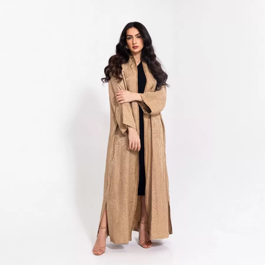Lux Kimono - Pattern Jacquard Textured Linen Abaya