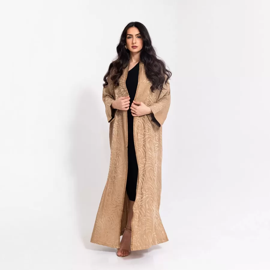 Lux Kimono - Pattern Jacquard Textured Linen Abaya - Image 3