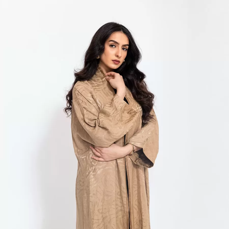 Lux Kimono - Pattern Jacquard Textured Linen Abaya - Image 2