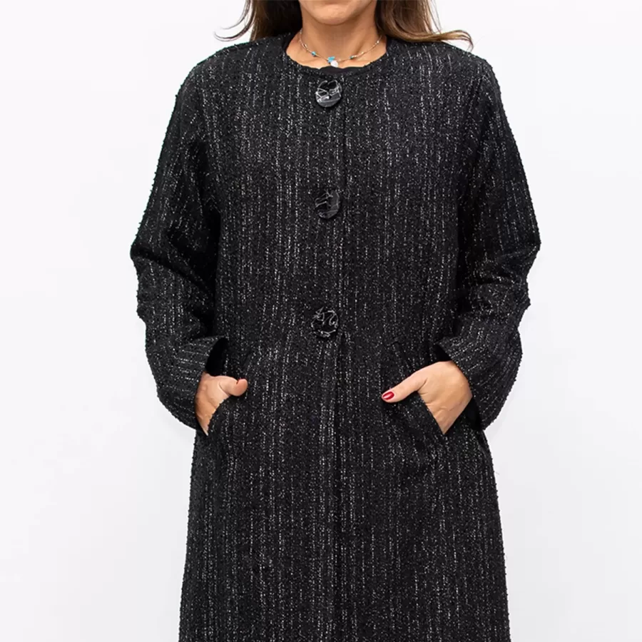 Round Kneek Tweed - Tri Buttons Woolen Jacket - Image 2