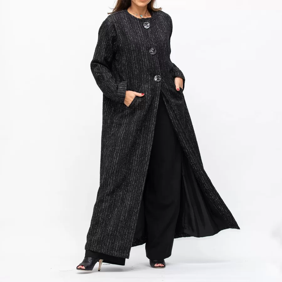 Round Kneek Tweed - Tri Buttons Woolen Jacket - Image 3