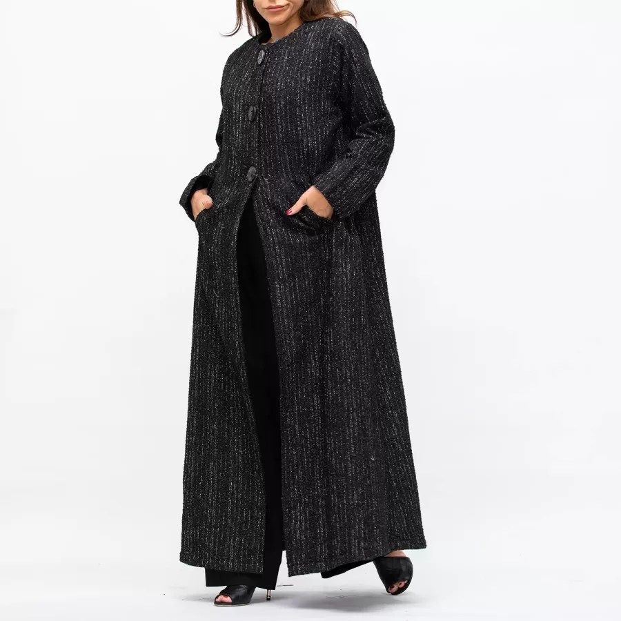 Round Kneek Tweed - Tri Buttons Woolen Jacket - Image 4