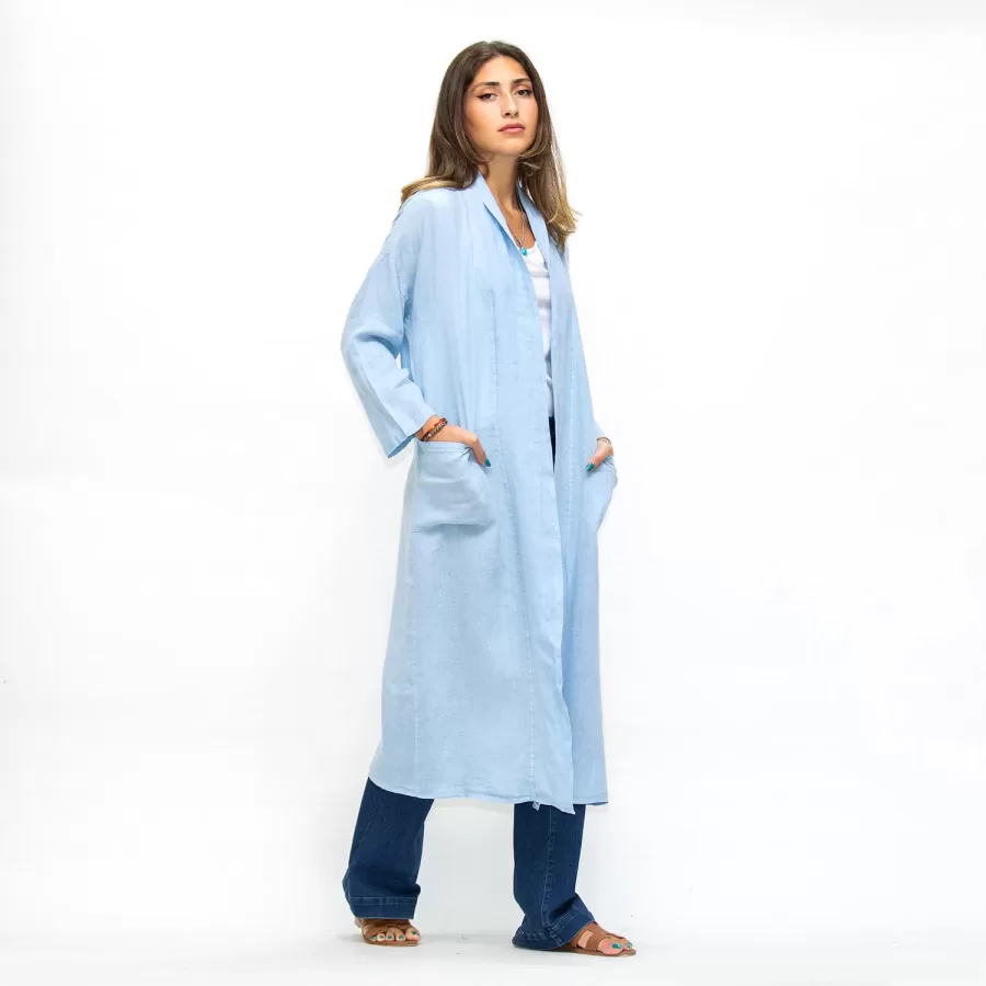 Linen Jacket - Plain Linen Coverup with Pockets - Image 4