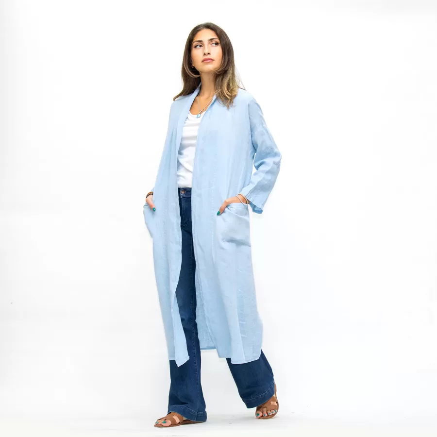 Linen Jacket - Plain Linen Coverup with Pockets - Image 3