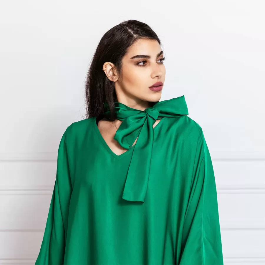 Plain Reem - Batwing Kaftan with Scarf Necktie - Image 3