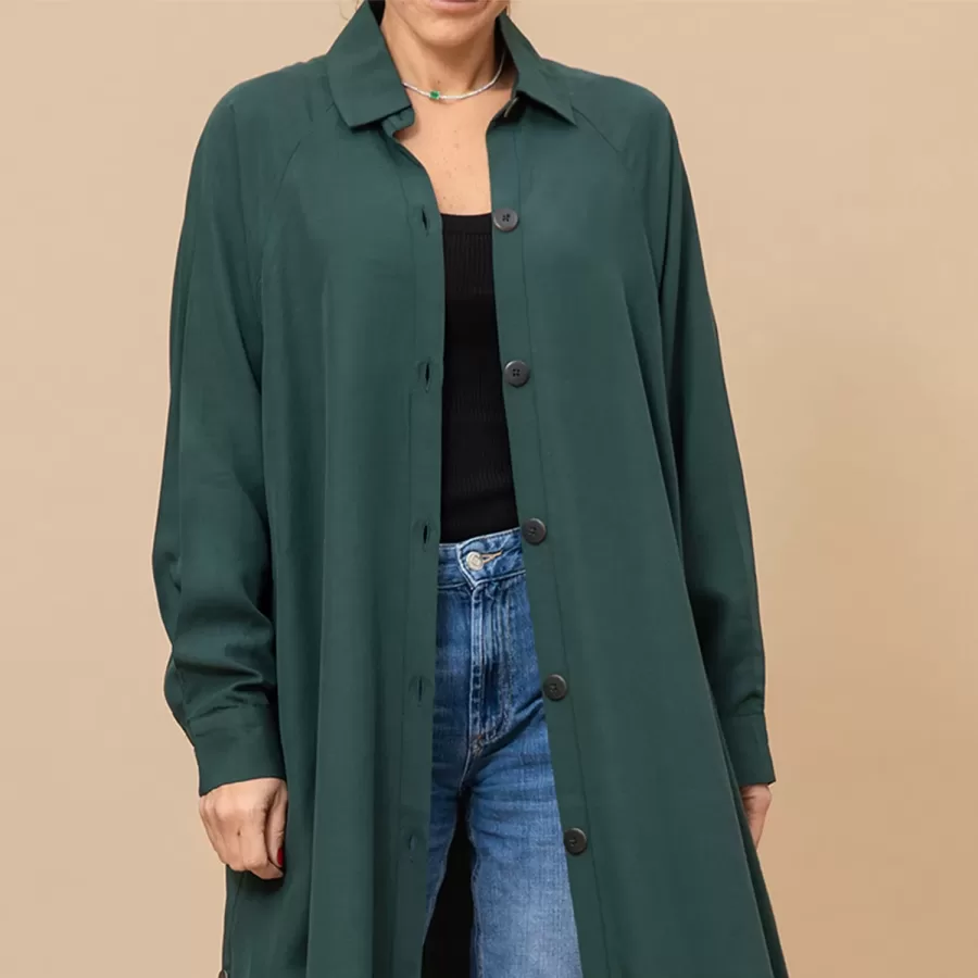 Clara Shirt - A-Line Washed Linen Abaya Shirt with Buttons - Image 2